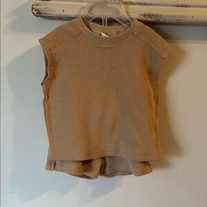 Zara Tan Knit Tank Top with Crew Neckline